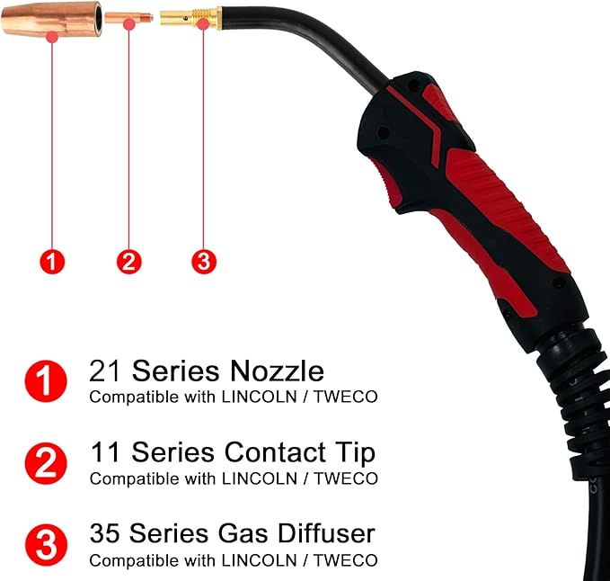 MIG Welding Gun Torch 100Amp 10ft Replacement for Lincoln Magnum 100L K530-6,Fits Lincoln Mig Gun SP-140T 180T,Easy-Core 140 180,Weld-Pak 125 125HD 140HD etc