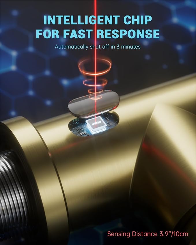 APPASO Gold Touchless Kitchen Faucet with Pull Down Sprayer, Waterfall Motion Sensor Kitchen Sink Faucet with SUS304 Stainless Steel Single Handle Hands-Free Brushed Gold