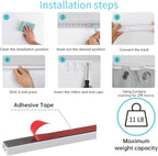 Self Adhesive Ceiling Or Wall Curtain Track No Drill Curtain Rod 8FT/96Inch, No Damage Curtain Track Hangers, For Windows Cabinet Closet Bathroom Shower Curtain (8FT)