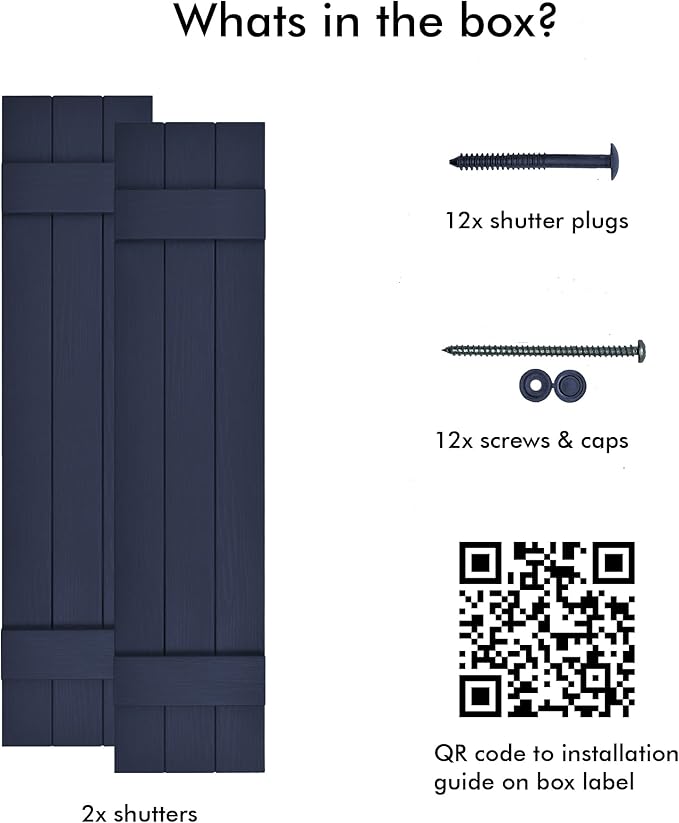 Board & Batten Vinyl Shutters (1 Pair) | 11"x51" (3-Board) - Navy Night Sky | Exterior Window Shutters | Includes Mounting Hardware | Simple Installation | Made in USA