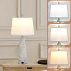 Terpsichore Bedside Lamps Set of 2 Nightstand Lamp Desk Lamps Vintage Rustic Farmhouse Table Lamp 3 Way Dimmable Light,Suitable for Living Room Bedroom,with Linen Shade LED Bulb,USB A+C Port