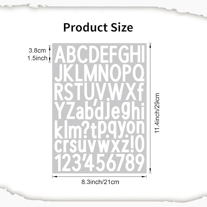 10 Sheets Vinyl Letter Number Stickers, Self-Adhesive Alphabet Stickers, Waterproof Mailbox Number Sticker Letters for Mailboxes,Door,Cars,Boats, Address Signs (White, 1.5 inch)