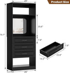 Unikito 25”Freestanding Closet System with 3 Drawers, Organizer Wardrobe with Storage Shelves and Mirror, Sturdy Wood Walk-in Organizer Systems for Small Closets, 25" W x 16" D x 80" H, Black