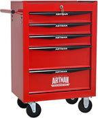 5-Drawer Steel Rolling Tool Cart with Wheels & Handle, Heavy-Duty Tool Chest Storage Cabinet for Garage and Workshop