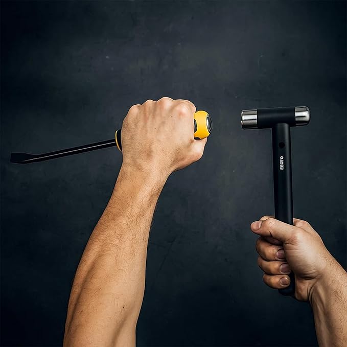 STEELITE Pry Bar Set, 8",12",18",24", Heavy Duty Pry Bar 4-Piece Mechanic Hand Tools with Thicker Strike Cap Handle