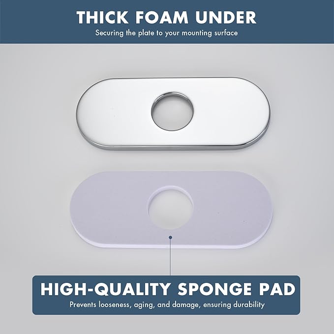 6 Inch Faucet Deck Plate for Bathroom Sink - Universal Fit for 1 Hole or 3 Hole 4 Inch Centerset Basins - Escutcheon Faucet Plate - Stainless Steel Faucet Hole Cover(Chrome)