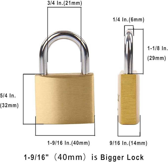 SEPOX® 36 Pcs Pack Solid Brass Padlock with Same Keys 48 Pcs, Heavy Duty & Compact Waterproof Body 40mm 1-9/16",Small Lock & Key with Big Handle, Keyed Alike for School Gym Locker, Hasp, Tool Box