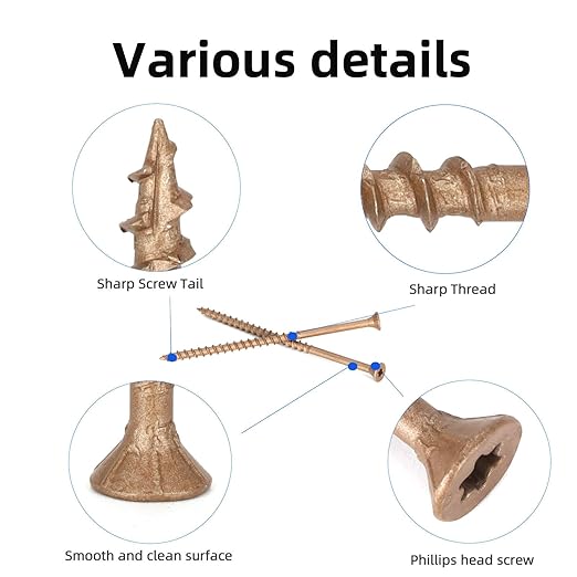 Wood Screws #10 x 4’’, T25 Star Torx Drive Flat Head Deck Screws, Brown, 52Pcs (1lb)