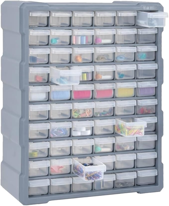 vidaXL Multi-Drawer Organizer with 60 Drawers, Workshop Tool Organizer, Storage Box Unit for Storing Craft Nail Bolt Screw, Drawer Cabinet