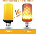 Flame Light Bulbs, 4 Modes LED Flame Effect Light Bulb, E26 Base Flickering Light Bulb with Gravity Sensor,Flickering Light Bulbs Halloween Decor(4 Pack)