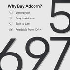 Adoorn 4 Inch Mailbox Numbers - Number 0, Black Color, Each Sold Individually, Premium Metal Self Stick Address Numbers, Weatherproof Mailbox Numbers for Outside