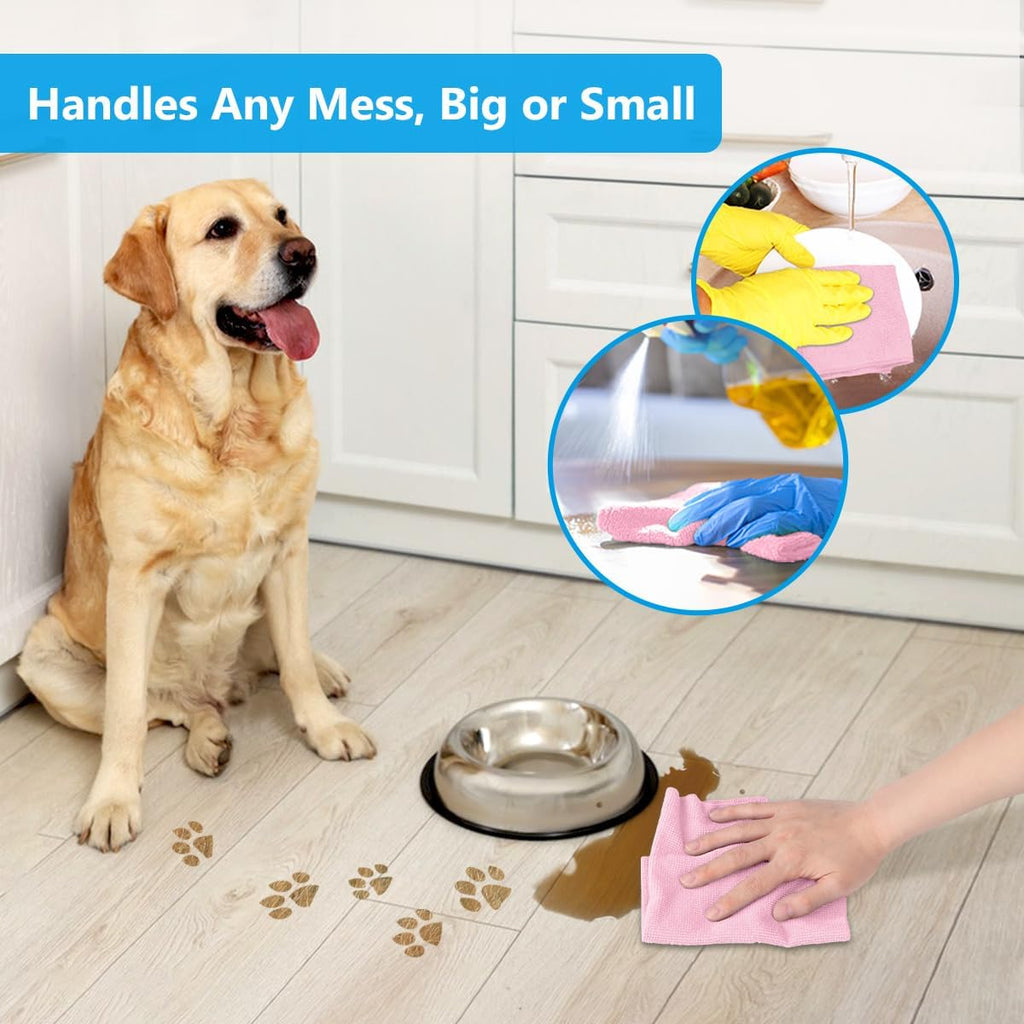 GLIMGLINT Microfiber Cleaning Cloth, 100 Pack Shop Towels, Lint-Free, Ultra Absorbent Reusable or Disposable Microfiber Cloths for Kitchen, Car, Cleaning Rags, 11" x 9", Red