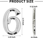 10Pcs Mailbox Numbers for outside 0-9, 2.75 inch 3D Self Adhesive Street Address House Door Numbers Signs for Apartment,Office,Cars,Mailboxes (Silver)