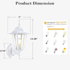 GRUENLICH Dusk to Dawn Outdoor Wall Sconce, Exterior Front Porch Lighting with Clear Glass, White Aluminum Outside Coach Light for Patio Doorway Garage, 1 Pack