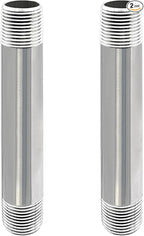 GeilSpace 3/4" x 6" Stainless Steel Pipe, 304 Pipe Nipple Fits Standard 3/4 Inch Threaded Pipes and Fittings, DIY Industrial Metal tube (2 PCS)