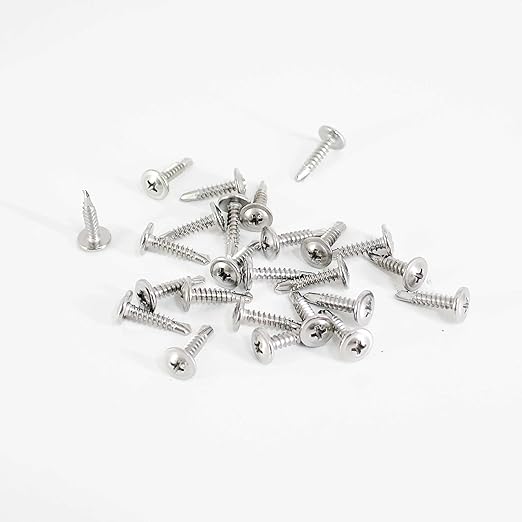 QSJ 120PCS #8 x 3/4'' Sheet Metal Screws 410 Stainless Steel Truss Head Fast Self Tapping Screws with Screwdriver Bit Silver