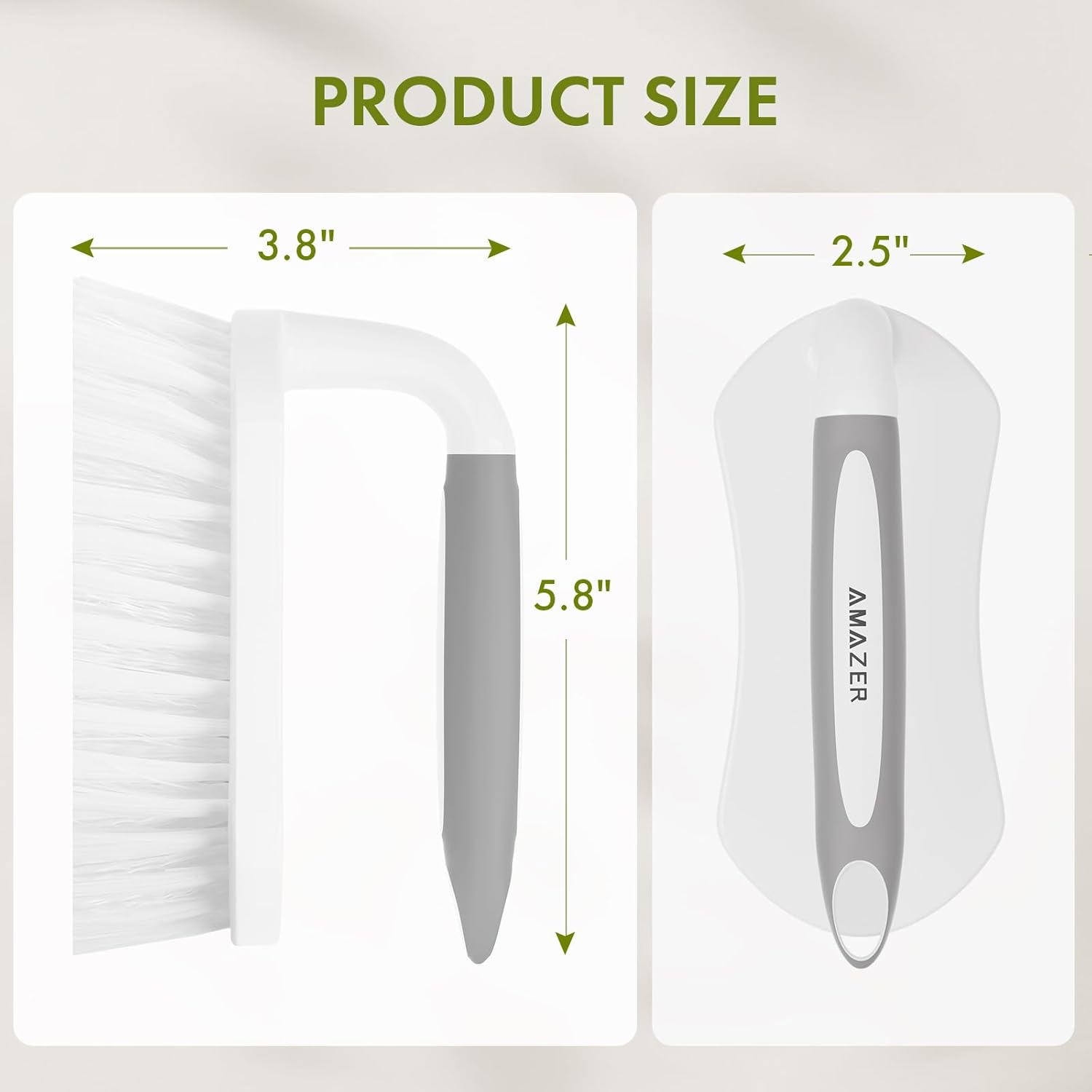 Amazer Scrub Brush for Cleaning Comfort Grip Shower Scrubber Flexible Stiff Bristles with Handle Heavy Duty Cleaner Brush for Tub Sink Carpet Floor - Pack of 2 (Grey+Grey)