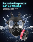 Gas Masks Survival Nuclear and Chemical Military Grade with 40mm Activated Carbon Filter, Full Face Gas Respirator Mask for Organic Vapor, Chemicals, Dust, Paint Spray, Polish, Weld, Fume, Gases