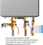 Hydro Master Tankless Water Heater Service Valve Kit with Pressure Relief Valve Included 2 pcs SWT Connections, 1-Inch IPS Isolator Clean Brass