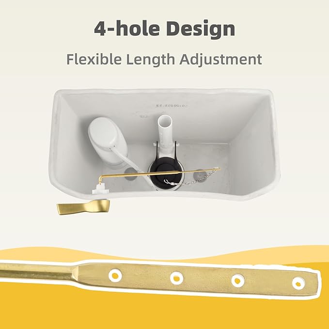 Universal Metal Brushed Gold Toilet Flush Handle Replacement, Front Mount Toilet Handle Replacement Compatible with Kohler, TOTO, American Standard, Mansfield, Gerber Toilets, Solid Brass