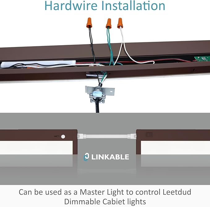 LED Under Cabinet Lighting Motion Sensored Hardwired with Built-in Dimmer, 32 Inch 16W Dimmable 5 Color 2700/3000/3500/4000/5000K, Linkable Eyes Care for Kitchen, Counter, ETL Listed, Bronze