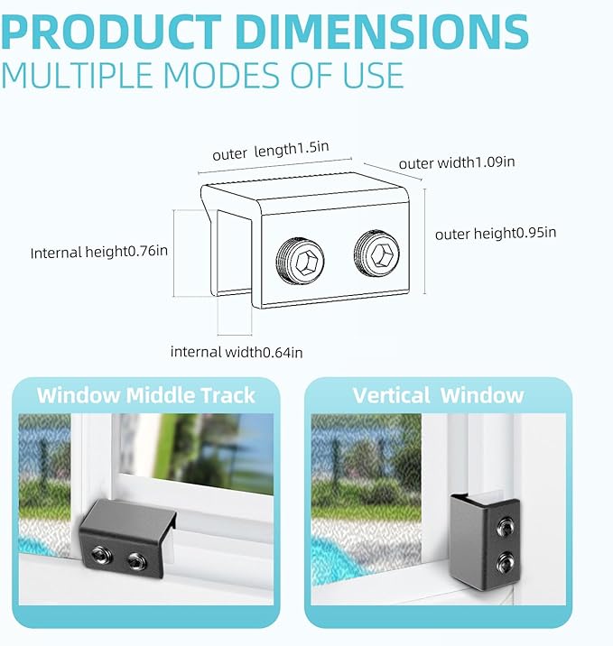 Window Locks for Up and Down Windows 4 Pack Window Stopper Sliding Window Lock for Vertical Horizontal Sliding Windows Doors with Key Aluminum Window Security Locks Child Proof(Black Medium)