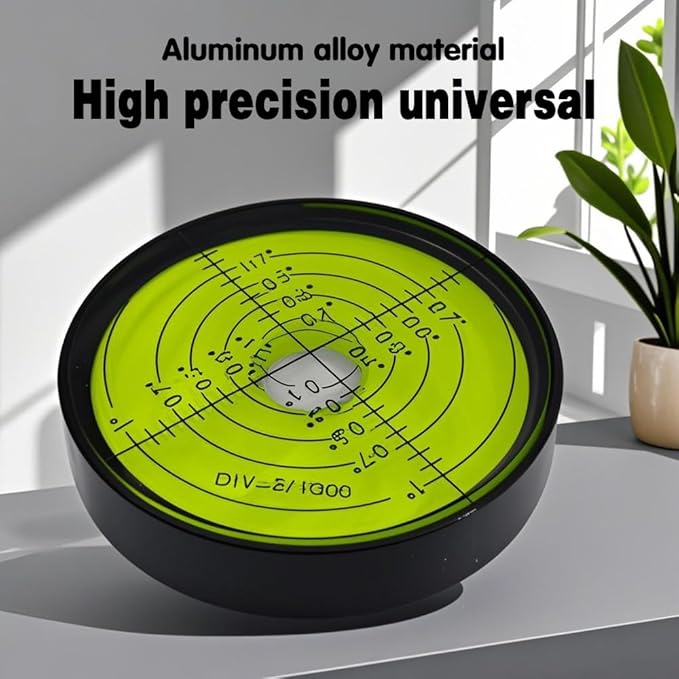 6'/2mm Point high Precision Universal Level Bubble Metal Bubble Water Leveler Cross Gauge Small Household (Black Green)