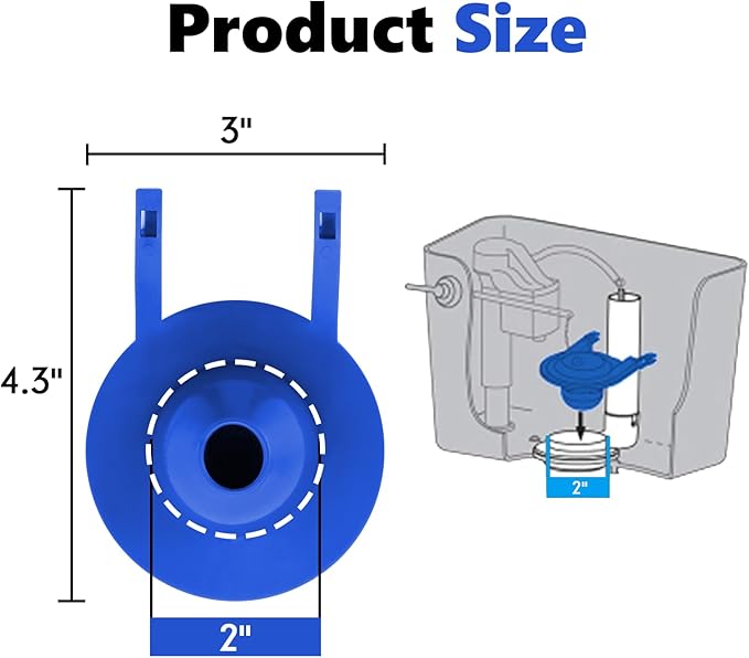 2-inch Universal Toilet Flapper, Rubber Seal Toilet Flapper Replacement Kit for Toilet Tank Compatible with American Standard, Kohler, Gerber, Toto Toilet 2 Pack (Blue)