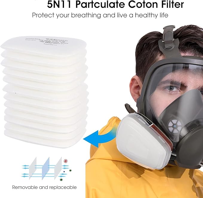 Full Face Respirator Mask: 6800 Gas mask Respirator Mask with Filters 6001 - Dust Mask Anti Fog Against Organic Vapor Fumes Gases for Spray Paint Chemicals Epoxy Resin Welding Sanding（4 pcs）