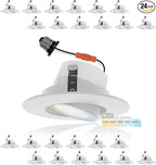 NUWATT 24 Pack 4 Inch Gimbal LED Recessed Lighting Retrofit, 4" Sloped Ceiling Light, 5 CCT 2700K/3000K/3500K/4000K/5000K, Dimmable, High Output 750LM, 10W, 90 CRI Eyeball Lights, Aluminum Trim, ETL