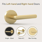 Mega Handles Ronn Dummy Door Handles - 4 Pack Heavy Duty Gold Door Handle, Non-Turning Door Handle for Hallway, Closet & French Doors, Single Side, Fits All Standard Doors - Satin Brass
