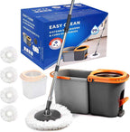 Spin Mop and Bucket Set,Detachable Double Buckets Separate Dirty Water with Stainless Steel Wringer for Floor Cleaning,Cleaning Buckets with 4 Mop Head Replacements for Household Use