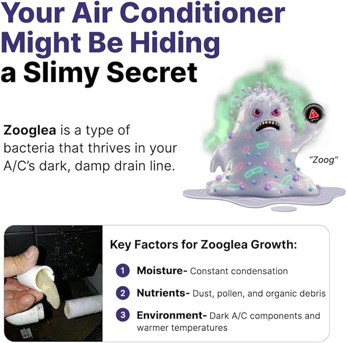 iFLO® Smart A/C Drain Line Cleaner and Drain Pan Cleaner Cartridge Concentrate, Fast-Acting, Long-Lasting HVAC System Solution for Tough Clogs & Buildup, 6-Month Supply per Bottle, 2 Pack of 36oz