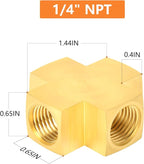 GASHER 1PCS Brass Pipe Fitting, Barstock 4 Way Cros, 1/4" x 1/4" x 1/4" x 1/4" NPT Female Pipe