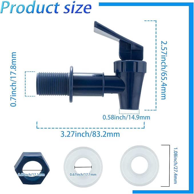 Replacement Cooler Faucet Water Bottle Jug,Water Dispenser Tap Set,BPA-Free Plastic Spigot Spout Water Beverage Lever Pour Dispenser Valve,Water Crock Tap (4 Blue)