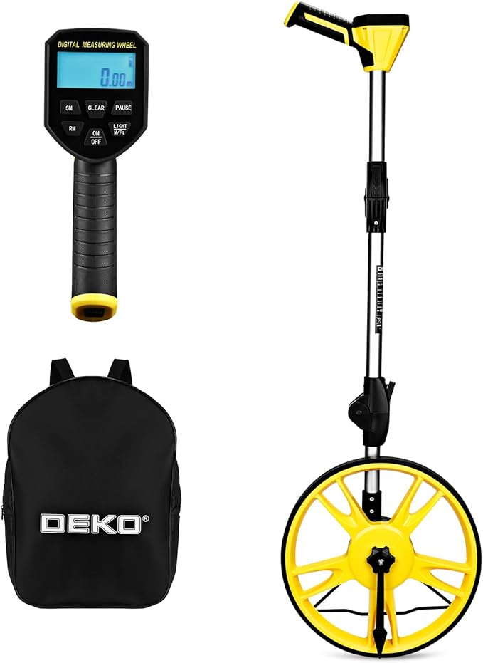 Measuring Wheel: DEKOPRO 4V Digital Measuring Wheel in Feet, 12.5 Inch 99,999Ft/ 99,999M Digital Display Folding Wheel Measurement Roller with Storage Bag