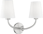 Emak 2-Light Bathroom Light Fixtures, Modern Brushed Nickle Vanity Light with Fabric Shade, Wall Sconces for Bathroom, Living Room, Bedroom, VL116-BN-2