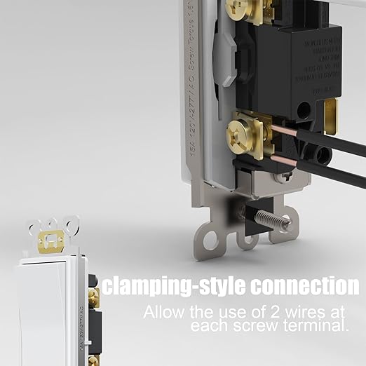 ThunderWay Single Pole Light Switch, Rocker Wall Light Switch, 15A 120/277V, Decorator On/Off Rocker Paddle Interrupter, UL Listed, White, 30 Pack