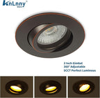 Bronze 3 Inch Recessed Lighting 6 Pack, Ajustable Eyeball recessed Light with Junction Box,5 Color Selectable,Airtight,7W 550LM,Dimmable,Bronze