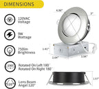 Chrome 4 Inch Led Recessed Lights 6 Pack,Ajustable Led Eyeball Gimbal Light,4 Inch Ceiling Light with Junction Box,5CCT Selectable,9W 750LM,Dimmable,ETL Listed