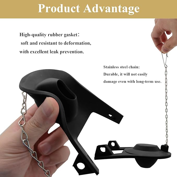 Toilet Handle Replacement Kit, Front Mount H59 Brass Lever, 2-Inch Universal Toilet Flush Valve Flapper, 9.88-Inch Stainless Steel Chain, Compatible with Most Toilets, WC Repair Parts.