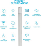 40 Pack 4FT LED T8 Type A+B Tube Lights, 24W, 5000K, Single or Double End Powered, Plug and Play or Ballast Bypass, 4 Foot T10 T12 Fluorescent Bulbs Replacement, Milky Cover