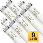 T12 48 Inches 40 Watt Fluorescent Tube, F40T12/CW Light Bulb, F40T12/841, 4 Foot T12 Fluorescent Light Bulb, Cool White 4100K, 3260 Lumens, G13 Bi-Pin Base 9 Pack