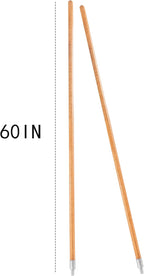 Matthew Cleaning Commercial 60inch Screw On Mop Handle for Floor Cleaning Heavy Duty Mop Head Replacement Holder Industrial Grade Lacquered-Wood Handle with Threaded Metal Tip - 12 Pack