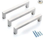 30 Pack 5 Inch (Center to Center 5in) Brushed Nickel Cabinet Pulls Square Drawer Handles Sliver Cupboard Handles Modern SUS 304 Stainless Steel Kitchen Cabinet Handles