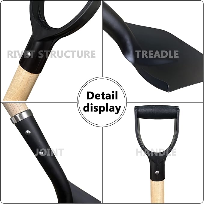Shovel for Digging,Heavy Duty Garden Shovel with D-Handle,41 Inch Round Point Wooden Handle,Ideal for Gardening,Landscaping,Beach,and Snow Removal