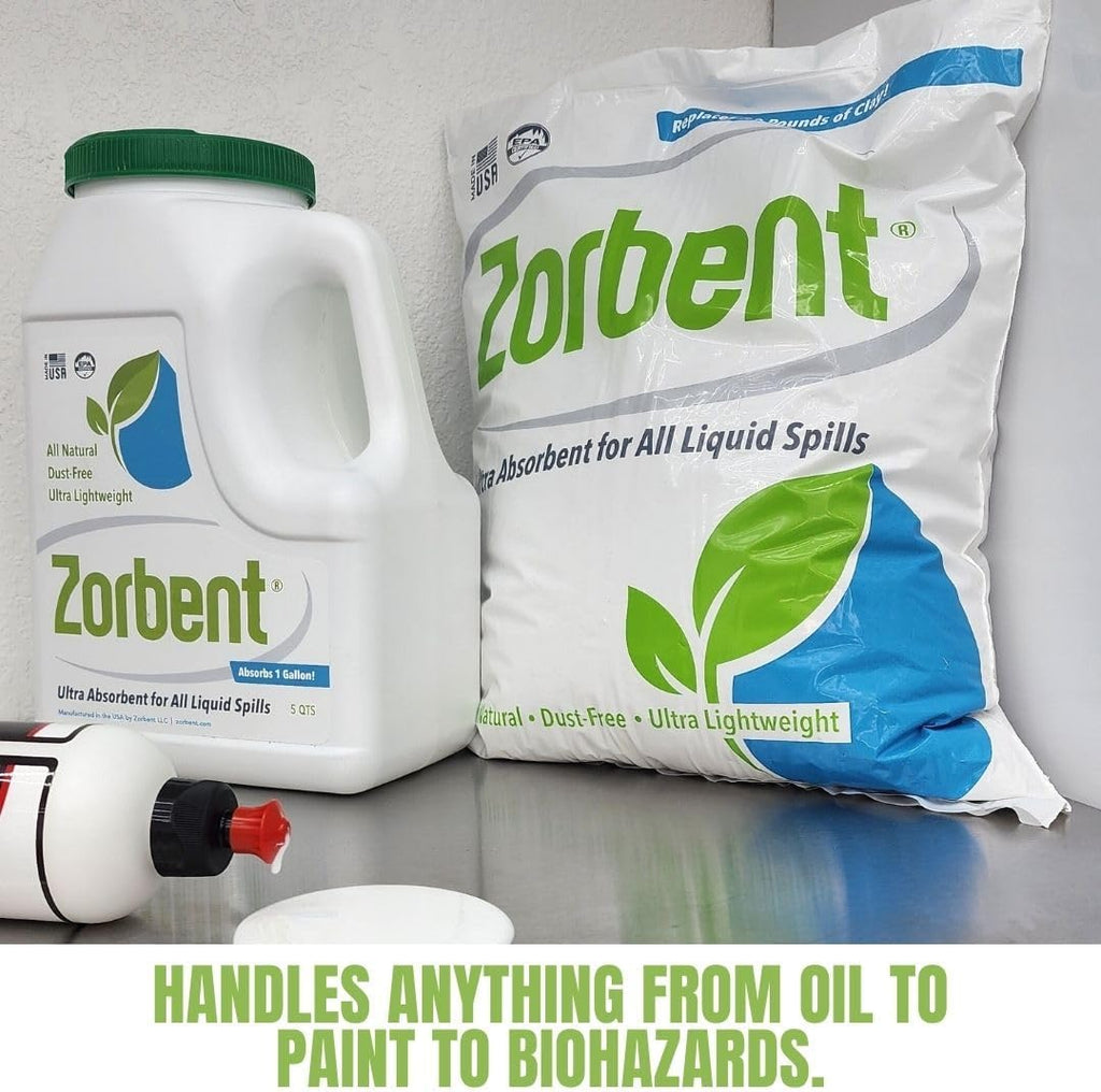 Zorbent Liquid Spill Cleanup 10 Quart Bag | 16X More Absorbent for Grease, Oil, Blood – Reusable for Floor, Carpet, Pet Accident, or Biohazard Mess – Fast Acting, Lightweight, Non-Toxic