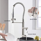 Smart Kitchen Faucet, 3 Modes Pull Down Sprayer, LED Temperature Control, Ceramic Valve,360-Degree Rotation,1 or 3 Hole Deck Plate, Double Spout. 10-Year Warranty. (KW-29SN, Brushed Nickel)