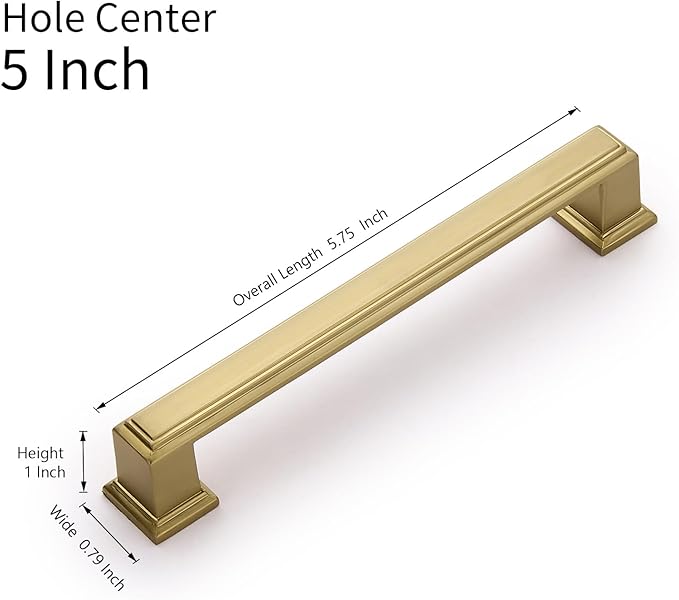 10 Pack 5 Inch(128mm) Hole Center Brushed Champagne Bronze Modern Cabinet Pulls Kitchen Cabinet Handles Kitchen Cabinet Hardware Timeless Drawer Pulls for Dresser Wardrobe, Champagne(5x10)