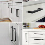 10 Pack Matte Black Cabinet Pulls 6.3 Inch Stainless Steel Square Handles for Kitchen Cabinet Black Cupboard Handles Modern Drawer Pulls Dresser Knobs